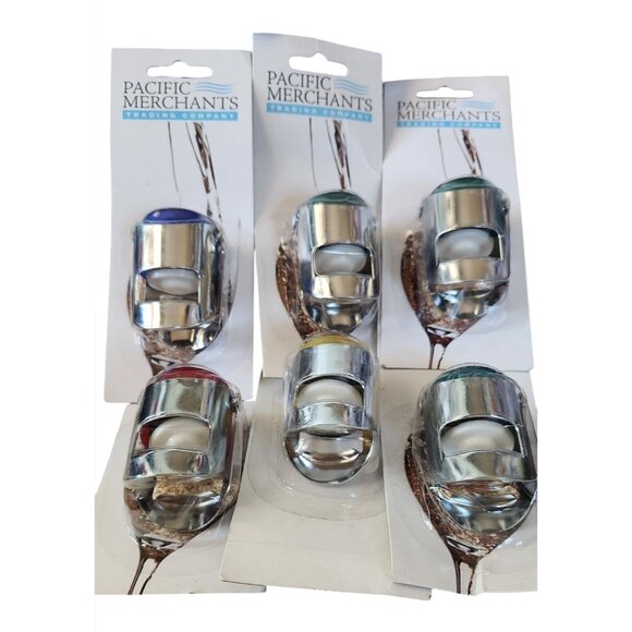 Set Of 6 Pacific Merchants Champagne Bottle Top Popper Openers With Color Coded - Picture 1 of 4